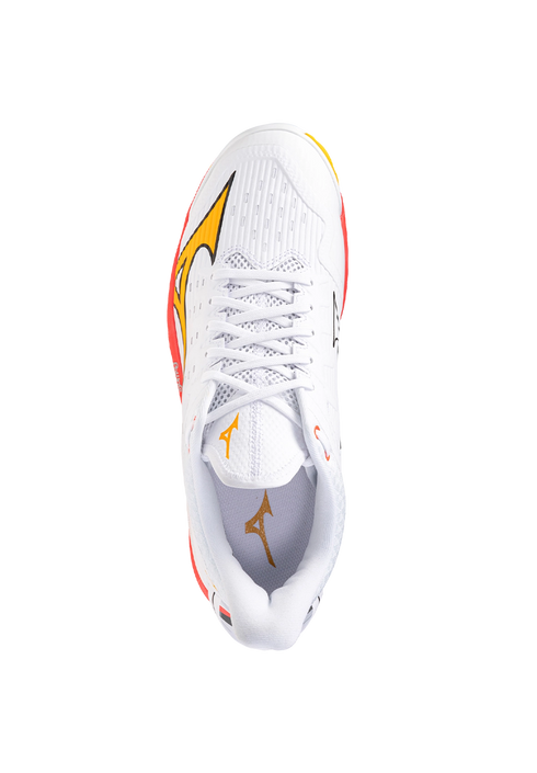 Mizuno Wave Leopardus - White/Fiery Coral/Citrus