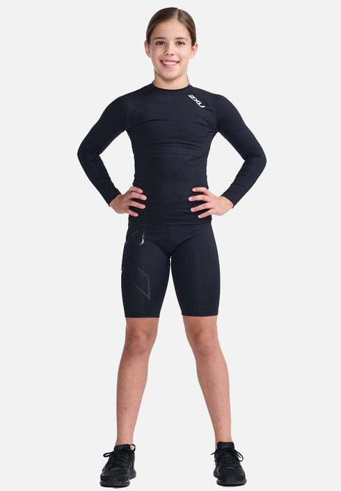 2XU Core Compression L/S Top Youth Black/Silver