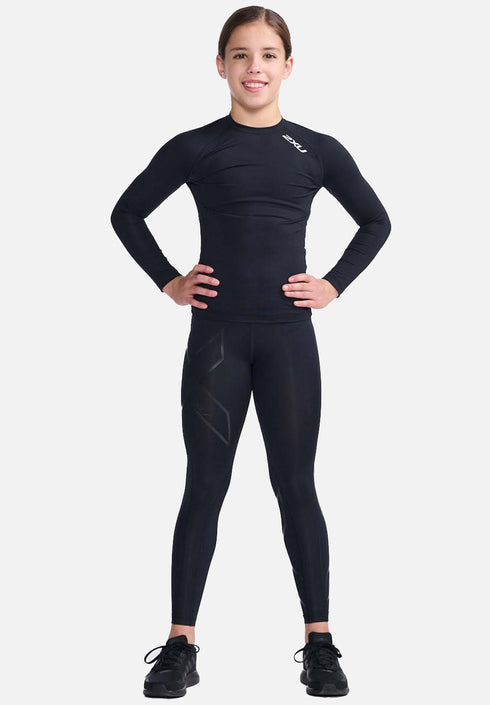 2XU Core Compression L/S Top Youth Black/Silver