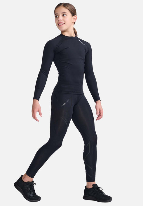 2XU Core Compression L/S Top Youth Black/Silver