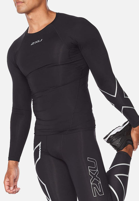 2XU Core Compression L/S Top Mens Black/Silver
