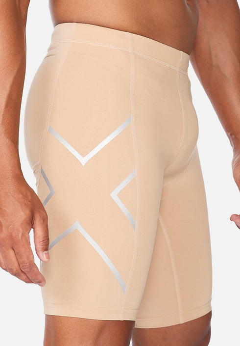 2XU Core Compression Shorts Mens Beige/Silver